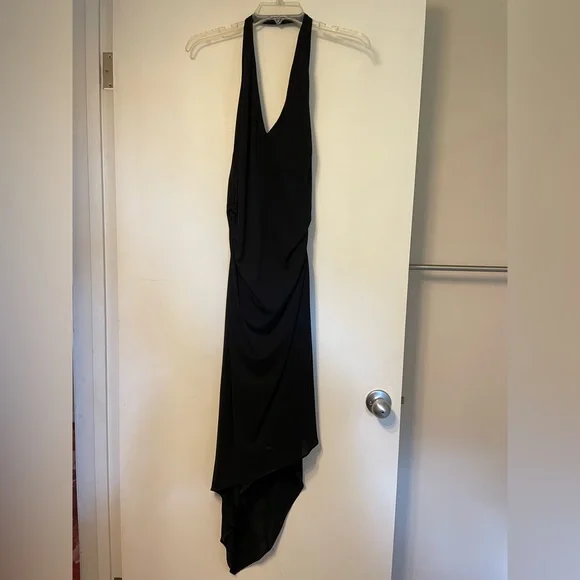 neck black dress Briella V Neck Suiting Maxi Dress / Black | MESHKI